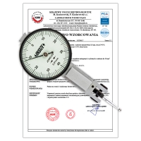 Czujnik zegarowy dźwigniowy (diatest) 0,8mm Insize (2380-08) ze świadectwem wzorcowania PCA